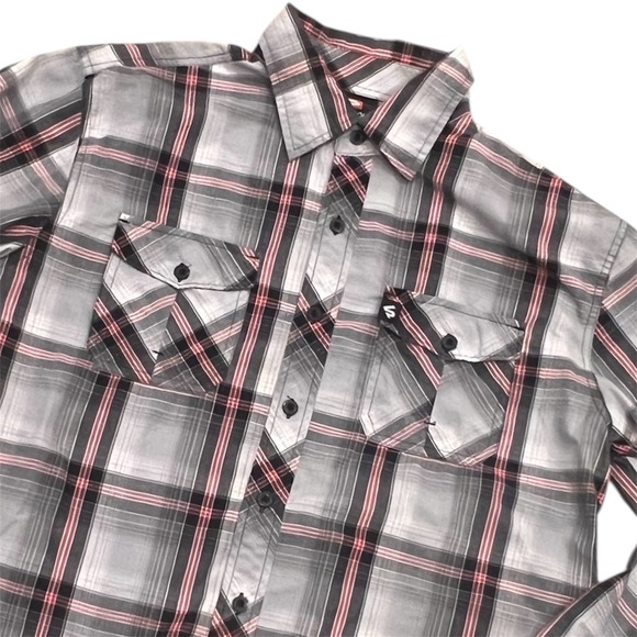 Southpole Other - SOUTHPOLE Mens Long Sleeve Plaid Button Up Shirt Gray Red Black‎ Size L